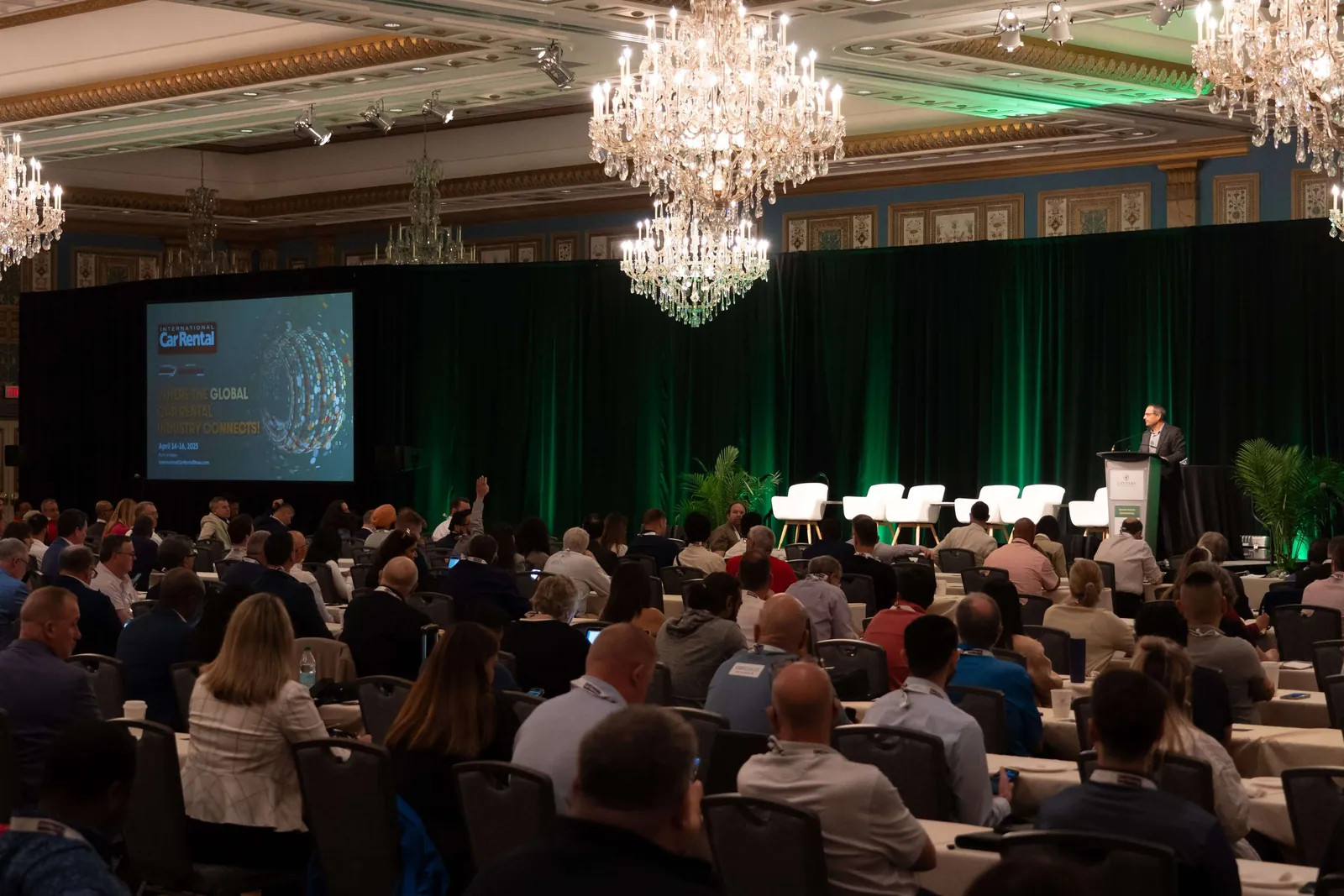 The general session fills before the opening keynote